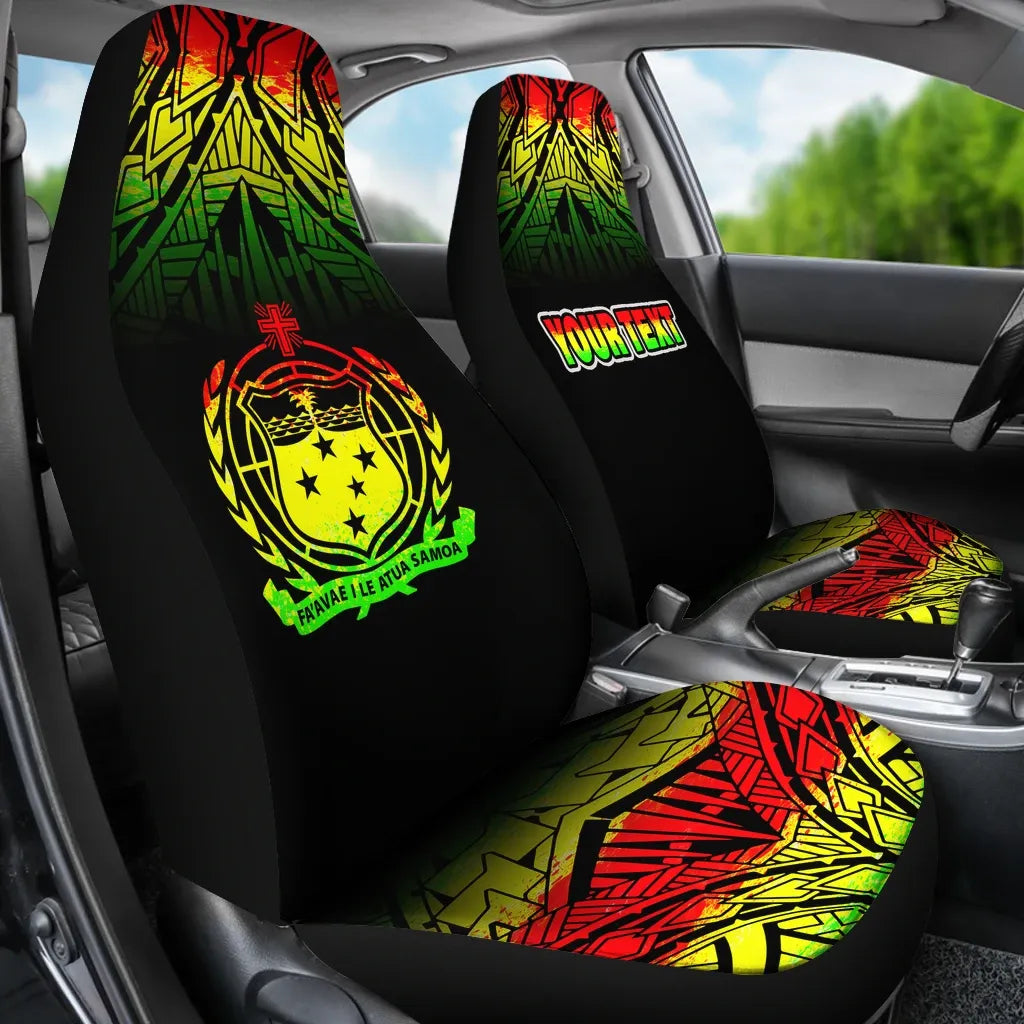 Samoa Custom Personalised Car Seat Covers - Samoa Coat Of Arms Fog Reggae Style