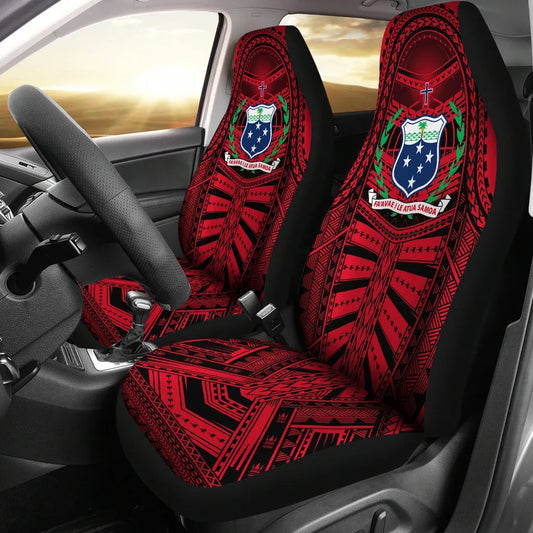 Samoa Car Seat Covers - Samoa Coat Of Arms Polynesian Multiple Red