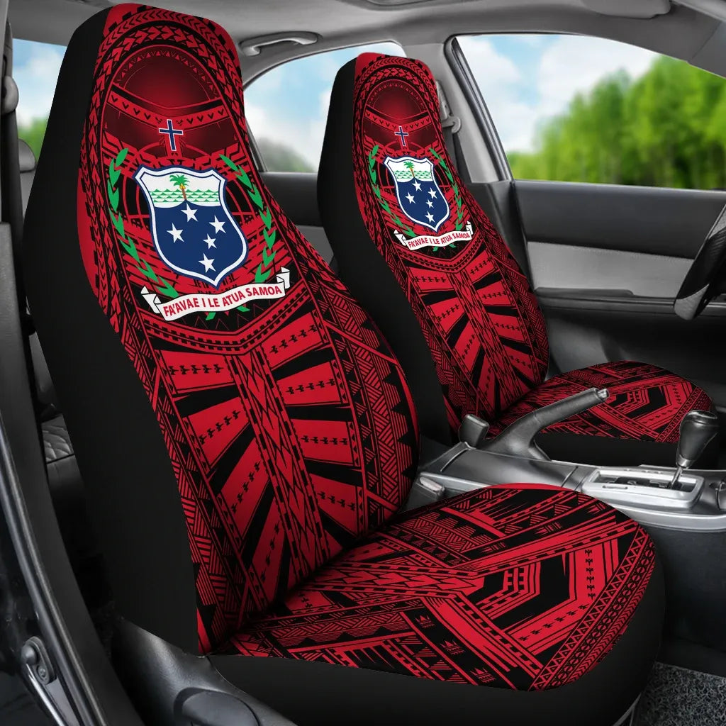 Samoa Car Seat Covers - Samoa Coat Of Arms Polynesian Multiple Red