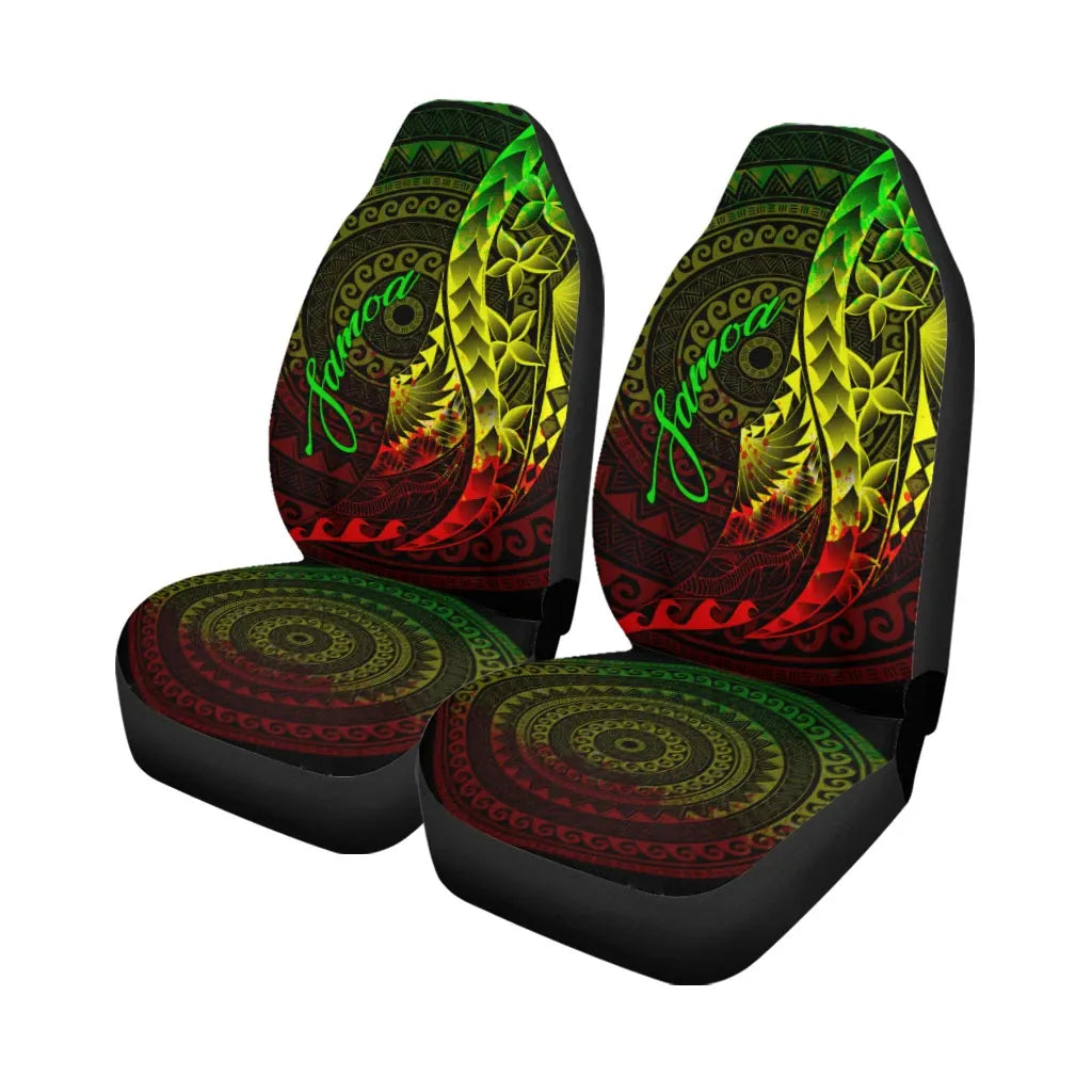 Samoa Car Seat Covers - Polynesian Pattern Style Reggae Color