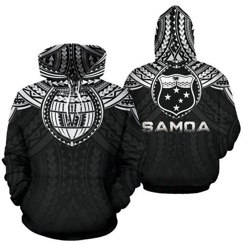 Samoa All Over Hoodie - Samoa Coat Of Arms Polynesian Tattoo
