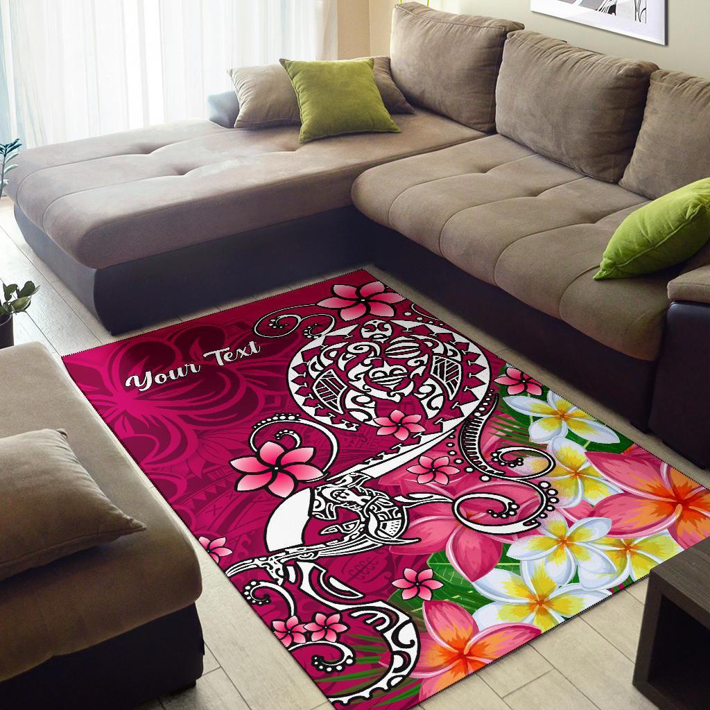 Samoa Custom Personalised Area Rug - Turtle Plumeria (Pink)