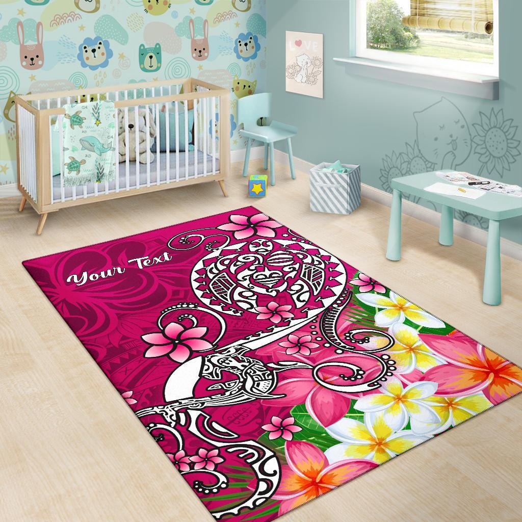 Samoa Custom Personalised Area Rug - Turtle Plumeria (Pink)