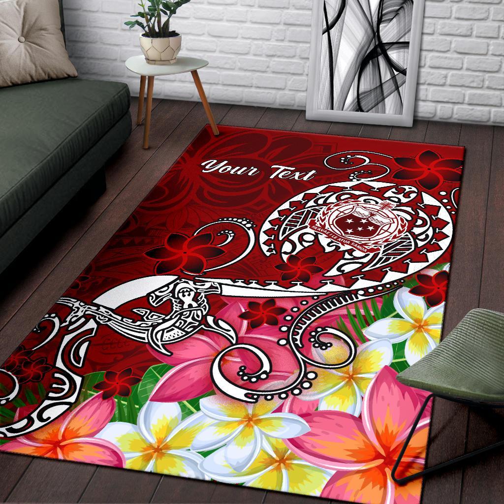 Samoa Custom Personalised Area Rug - Turtle Plumeria (Red)