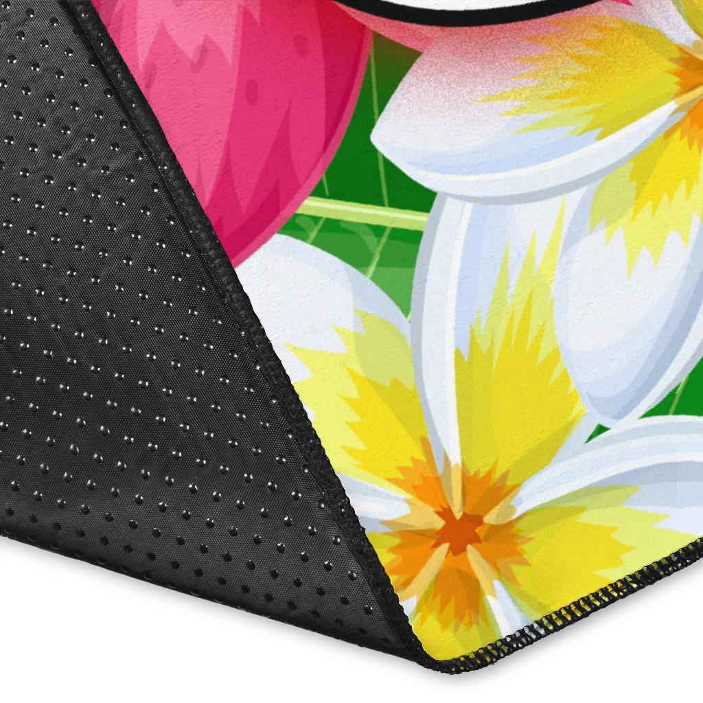 Samoa Custom Personalised Area Rug - Turtle Plumeria (Red)