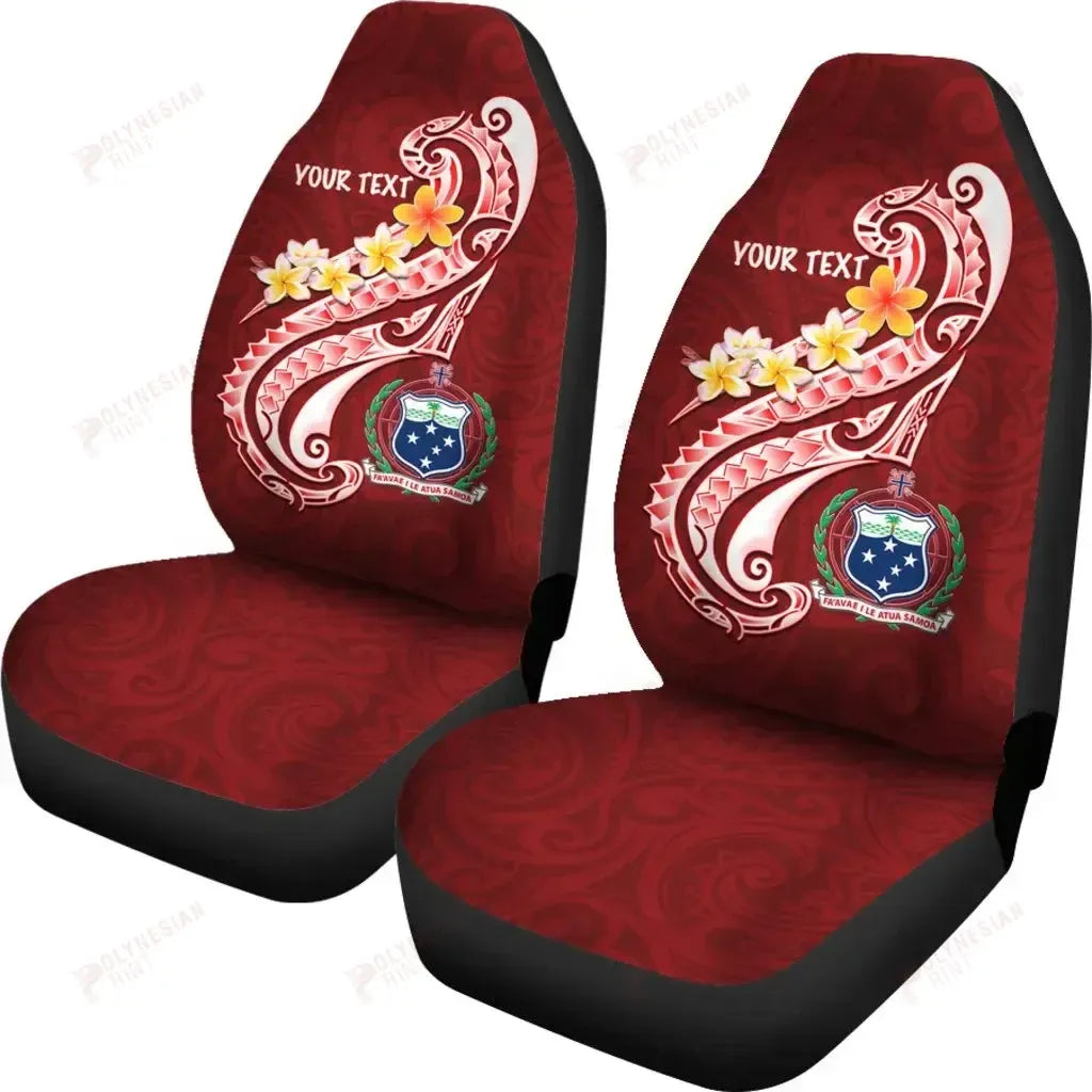 Samoa Custom Personalised Car Seat Covers - Samoa Seal  Polynesian Patterns Plumeria