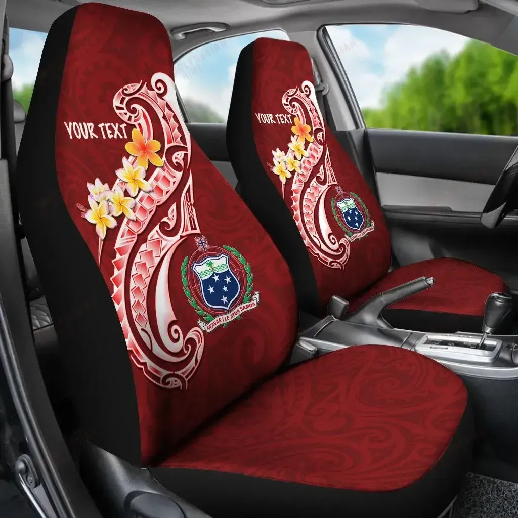 Samoa Custom Personalised Car Seat Covers - Samoa Seal  Polynesian Patterns Plumeria