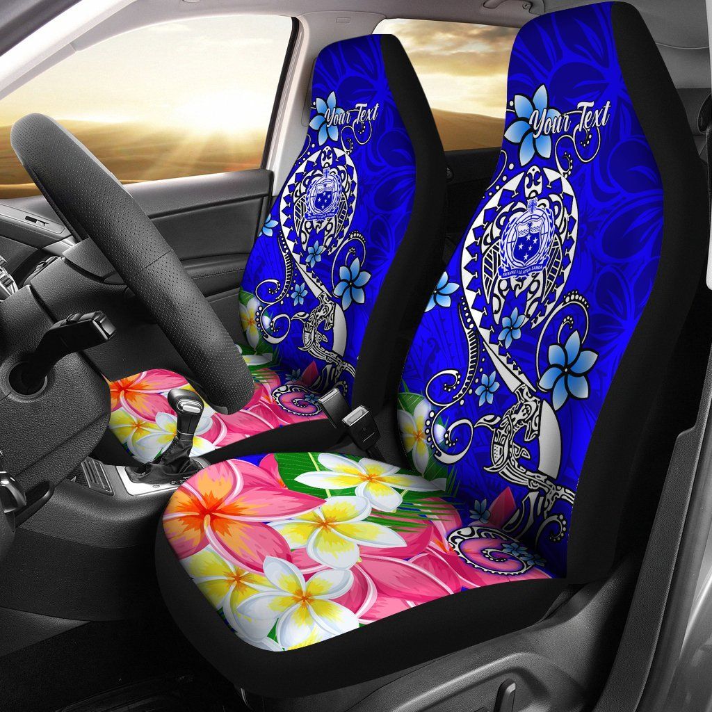 Samoa Custom Personalised Car Seat Covers - Turtle Plumeria (Blue)