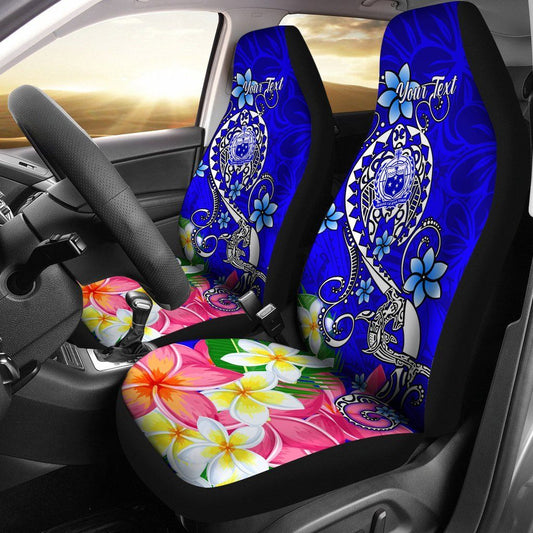 Samoa Custom Personalised Car Seat Covers - Turtle Plumeria (Blue)