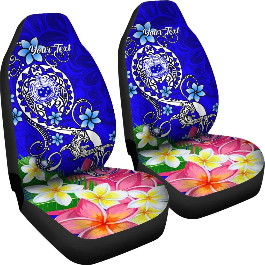 Samoa Custom Personalised Car Seat Covers - Turtle Plumeria (Blue)