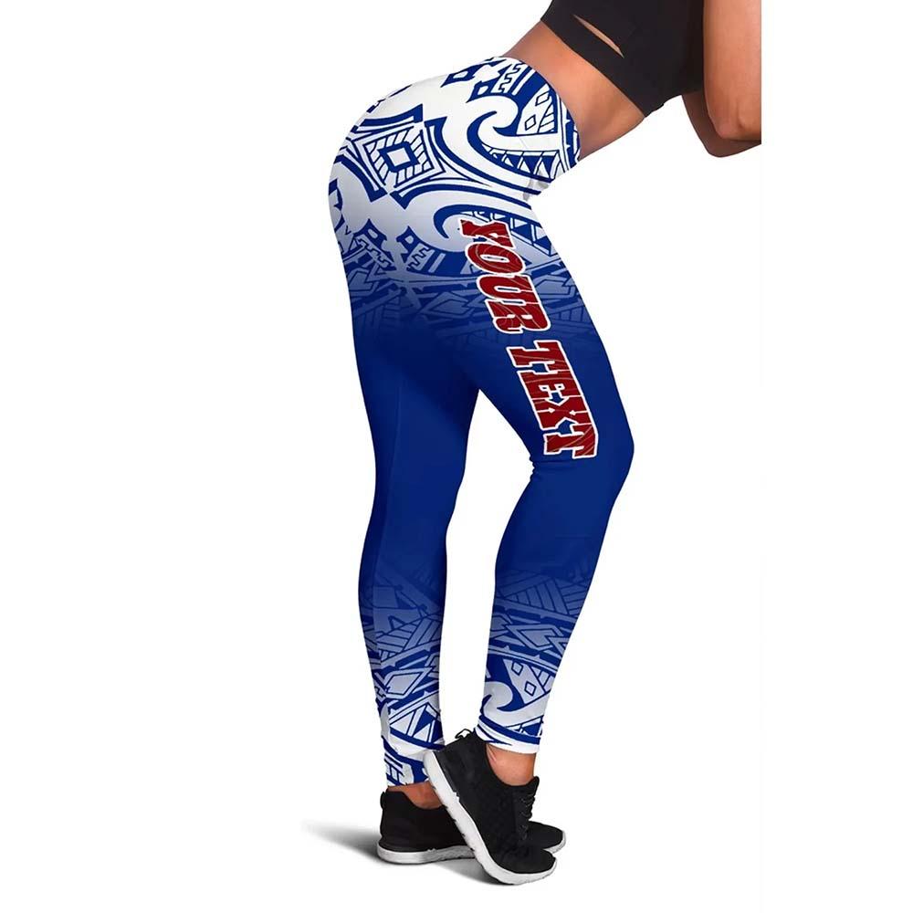 Samoa Custom Personalised Legging- Polynesian Fog Blue