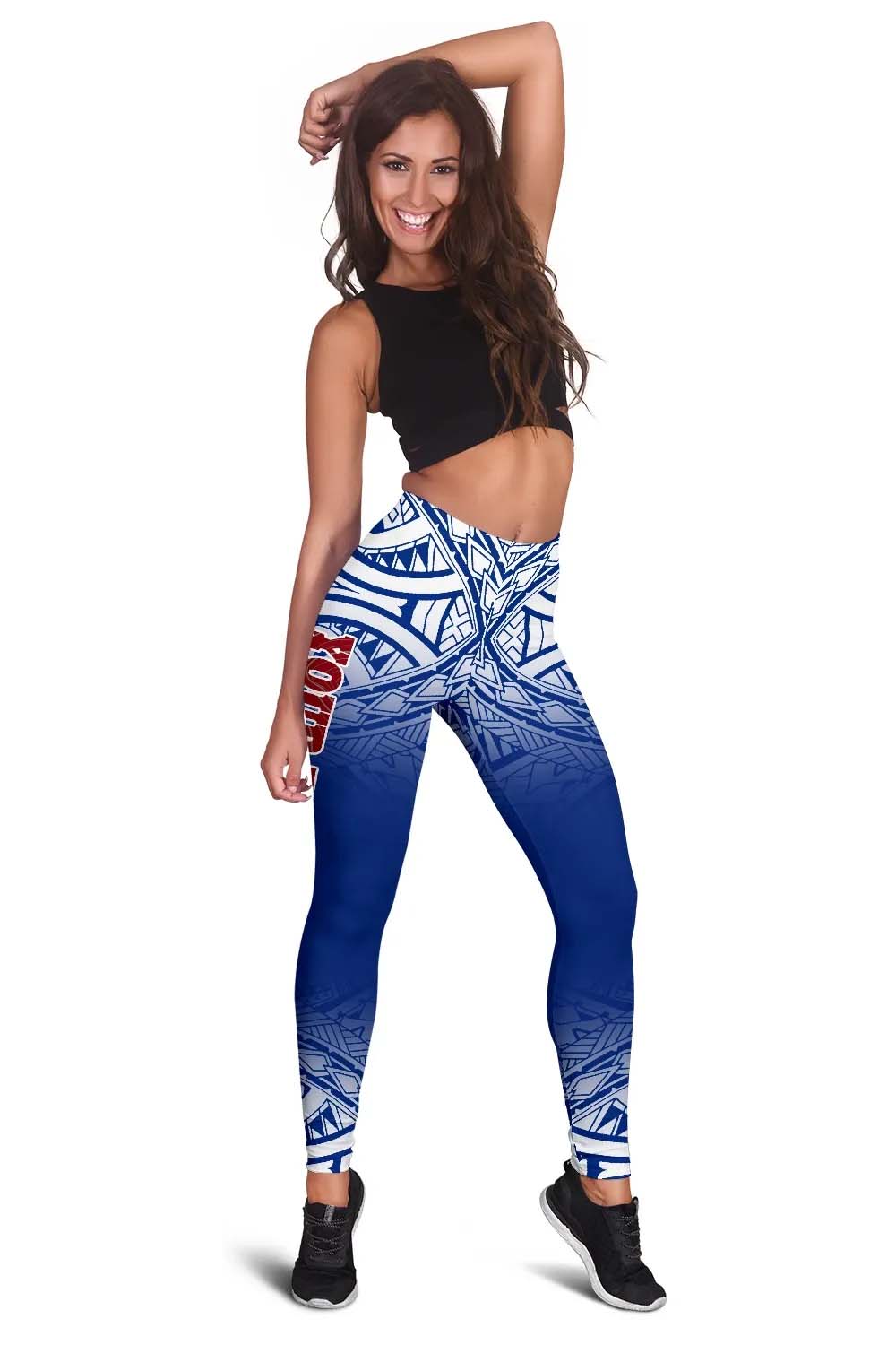 Samoa Custom Personalised Legging- Polynesian Fog Blue