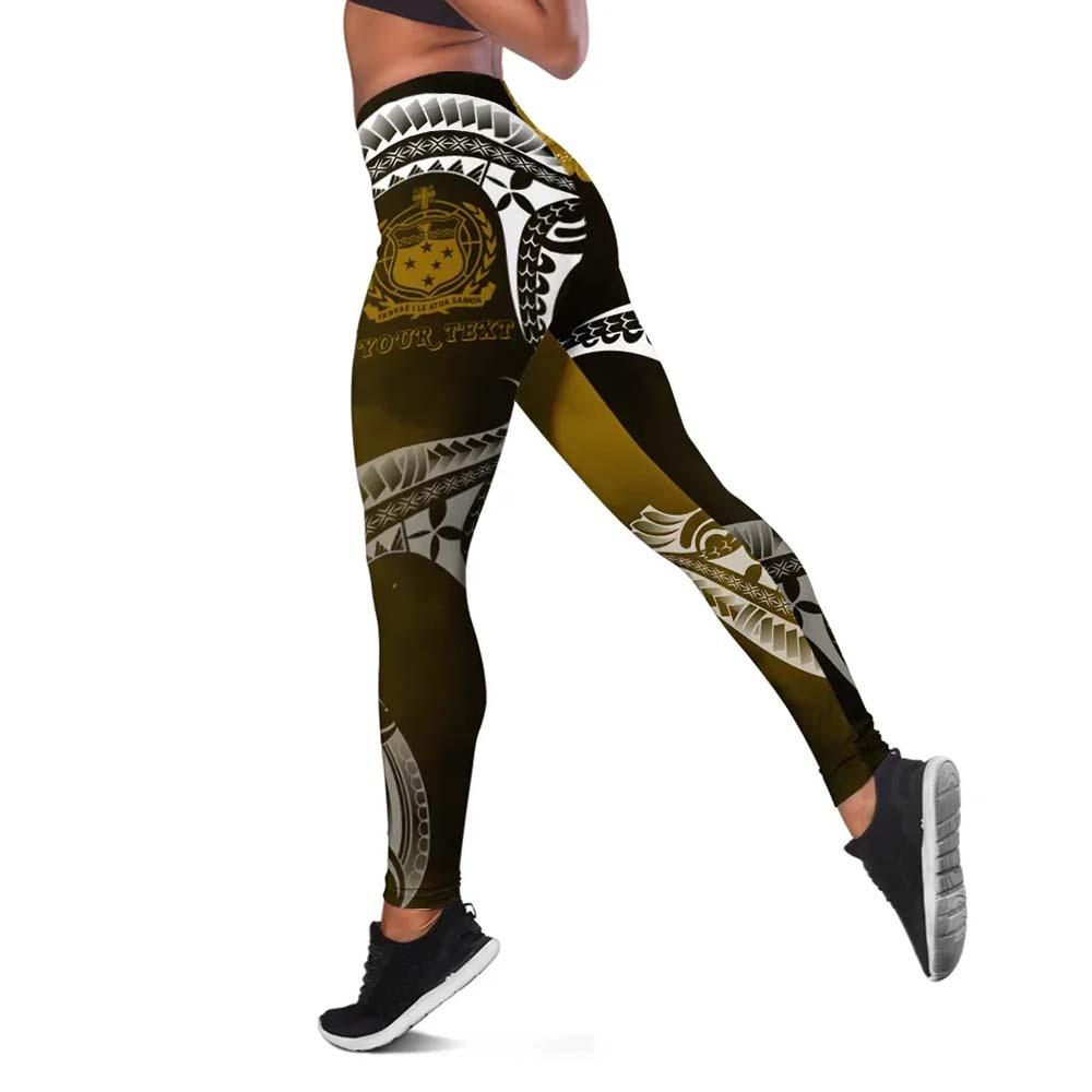 Samoa Custom Personalised Legging - Samoa Seal Wave Style (Gold)