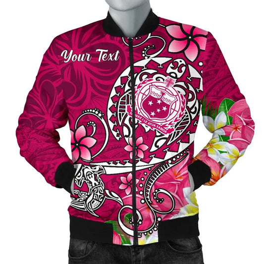 Samoa Custom Personalised Bomber Jacket - Turtle Plumeria (Pink)