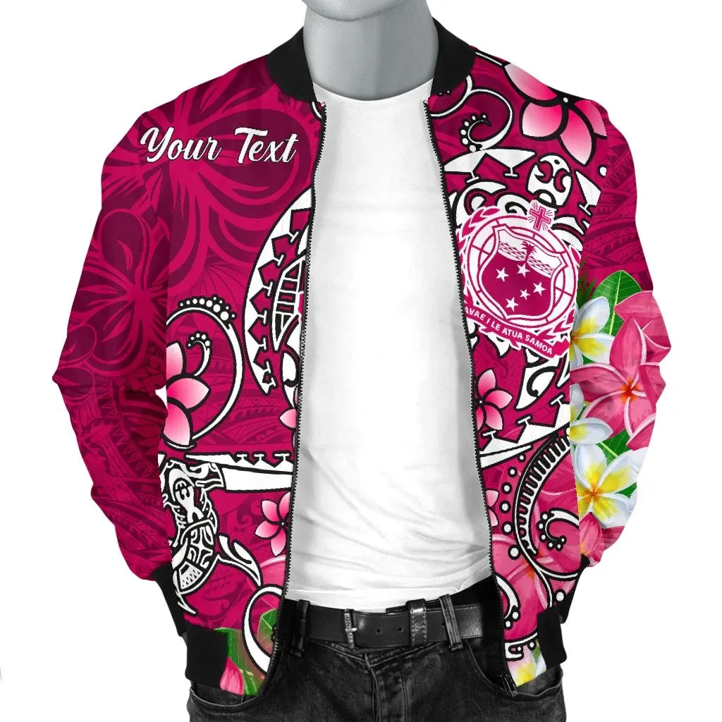 Samoa Custom Personalised Bomber Jacket - Turtle Plumeria (Pink)