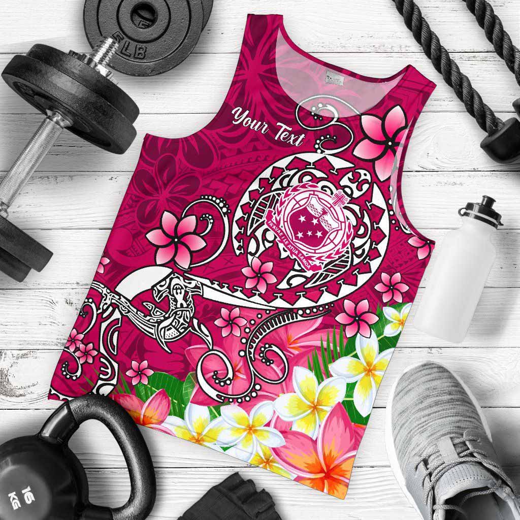 Samoa Custom Personalised Men Tank Top - Turtle Plumeria (Pink)
