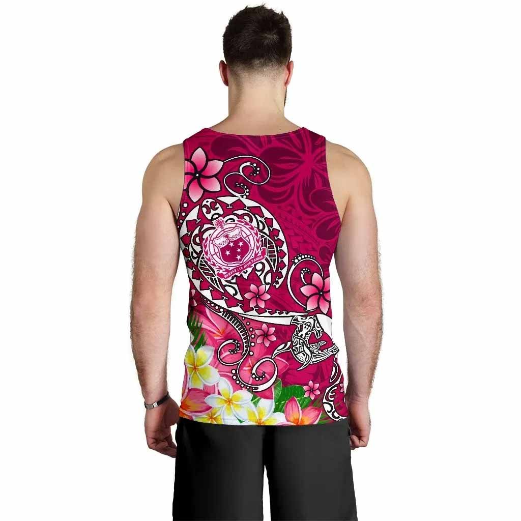 Samoa Custom Personalised Men Tank Top - Turtle Plumeria (Pink)