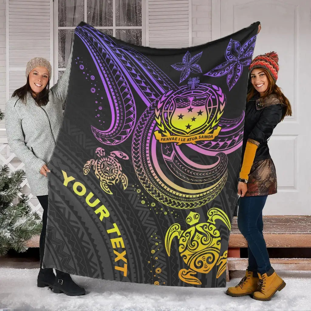 Samoa Custom Personalised Premium Blanket- Pink Turtle