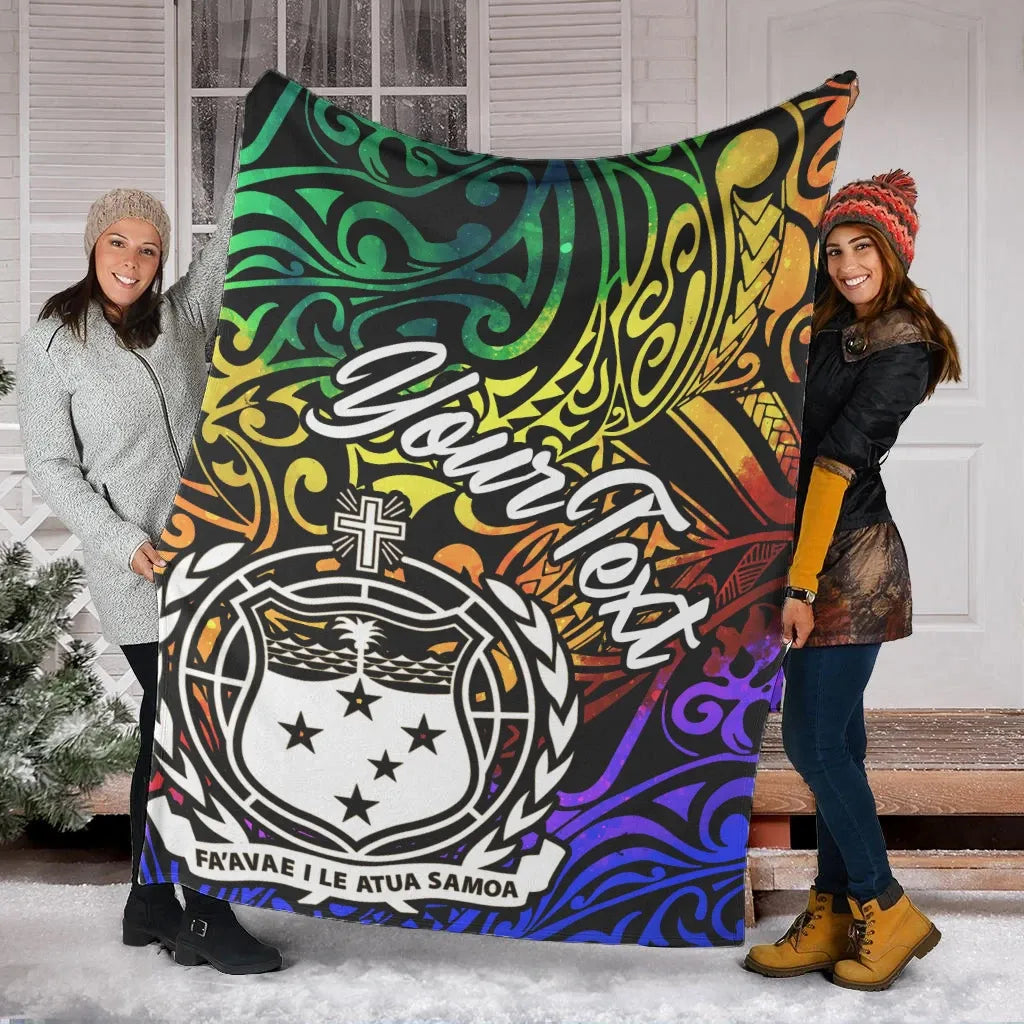 Samoa Custom Personalised Premium Blanket - Rainbow Polynesian Pattern