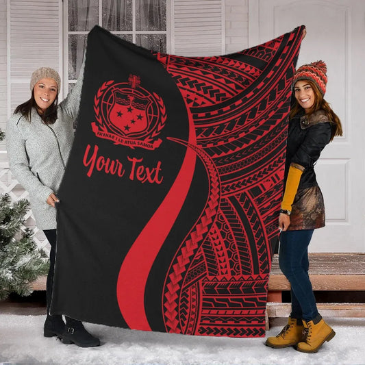 Samoa Custom Personalised Premium Blanket - Red Polynesian Tentacle Tribal Pattern