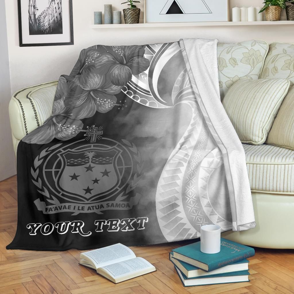 Samoa Custom Personalised Premium Blanket - Samoa Seal Wave Style (Black)