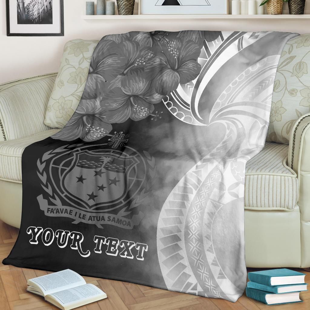 Samoa Custom Personalised Premium Blanket - Samoa Seal Wave Style (Black)