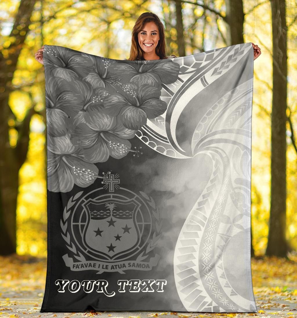 Samoa Custom Personalised Premium Blanket - Samoa Seal Wave Style (Black)