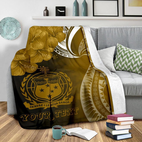 Samoa Custom Personalised Premium Blanket - Samoa Seal Wave Style (Gold)