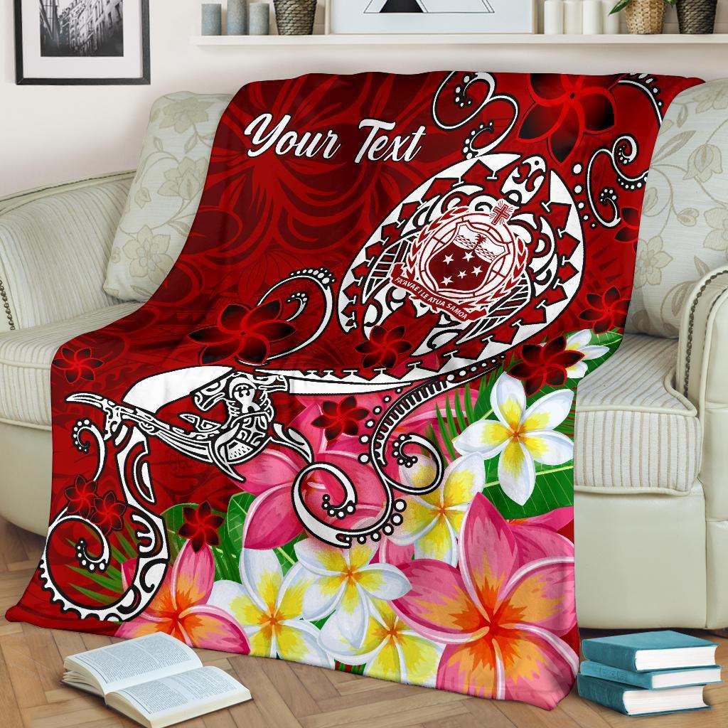 Samoa Custom Personalised Premium Blanket - Turtle Plumeria (Red)