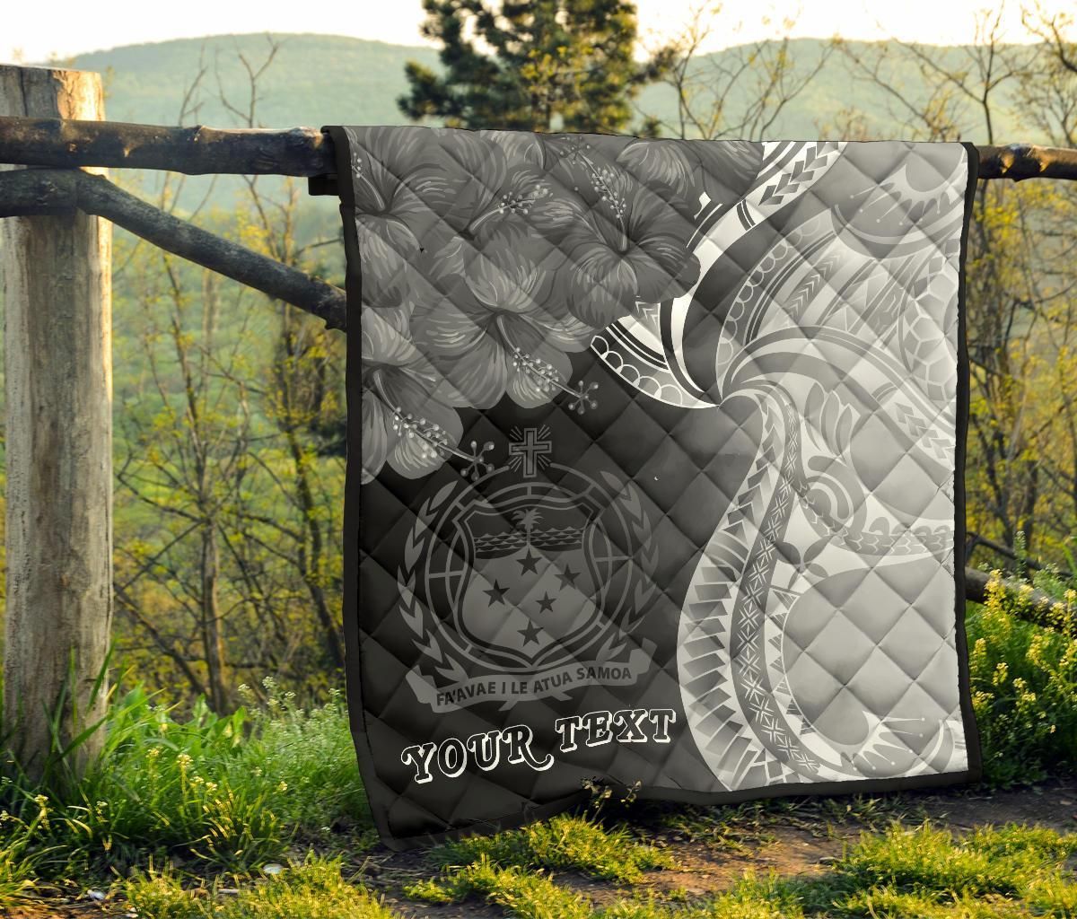 Samoa Custom Personalised Premium Quilt - Samoa Seal Wave Style (Black)