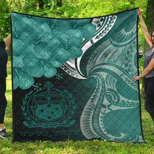 Samoa Custom Personalised Premium Quilt - Samoa Seal Wave Style (Green)