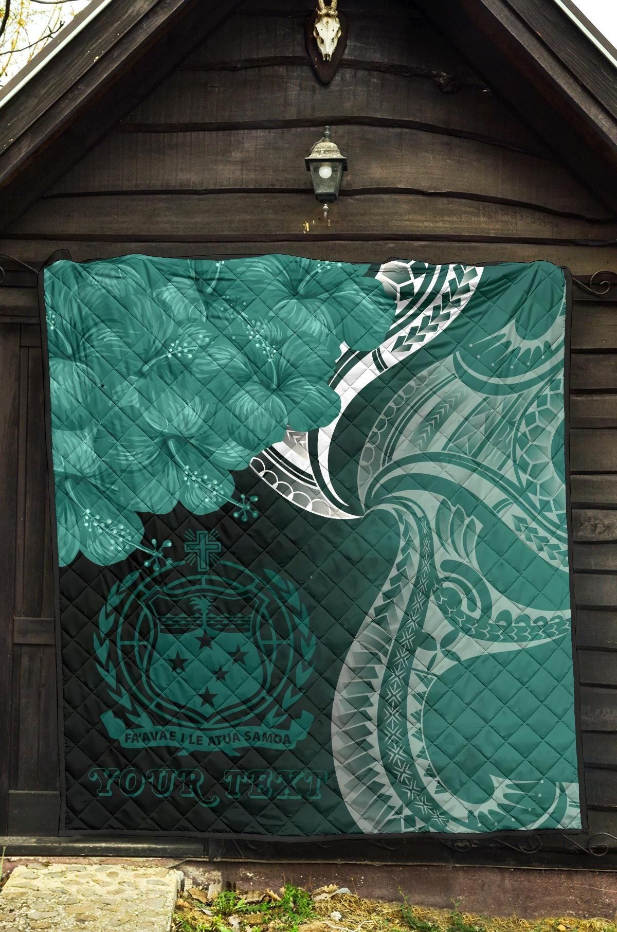Samoa Custom Personalised Premium Quilt - Samoa Seal Wave Style (Green)