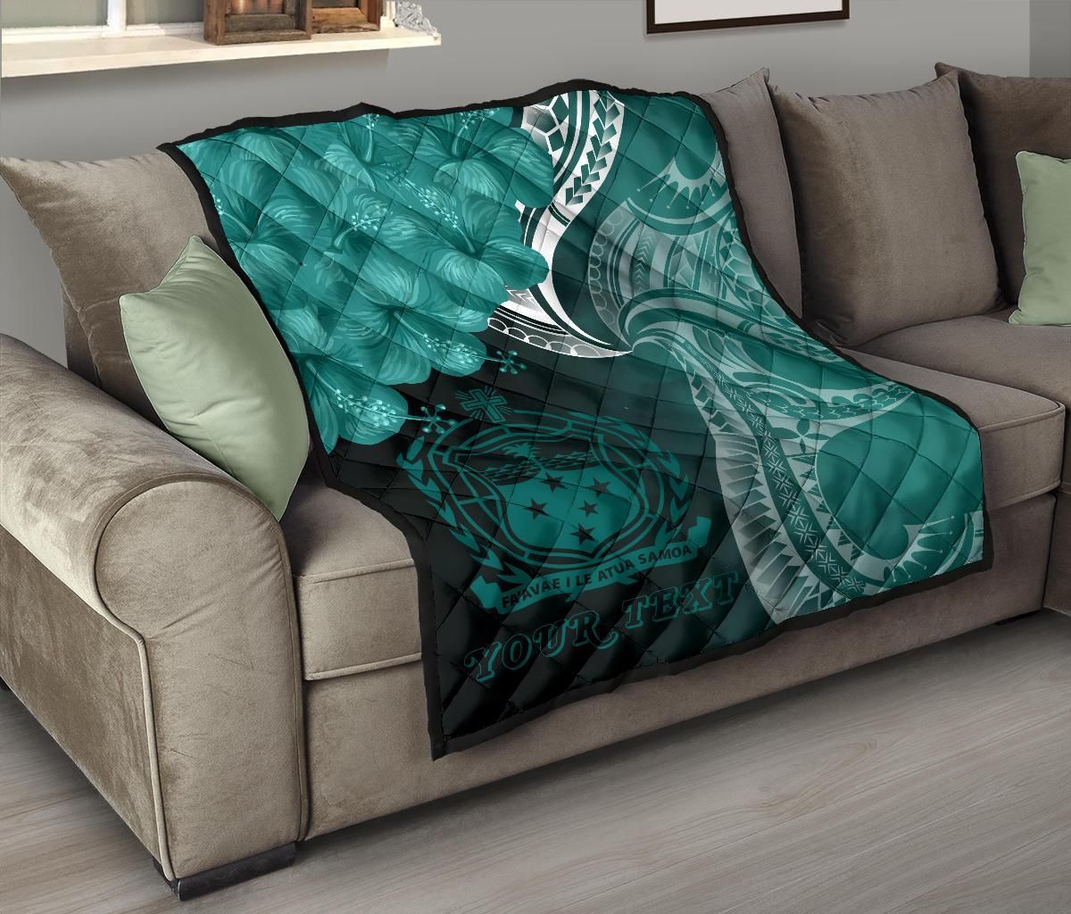 Samoa Custom Personalised Premium Quilt - Samoa Seal Wave Style (Green)