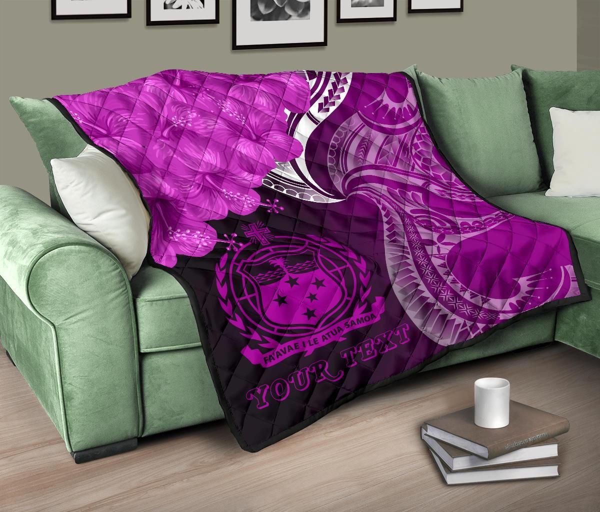 Samoa Custom Personalised Premium Quilt - Samoa Seal Wave Style (Pink)