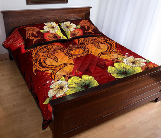 Samoa Custom Personalised Quilt Bed Sets - Tribal Tuna Fish
