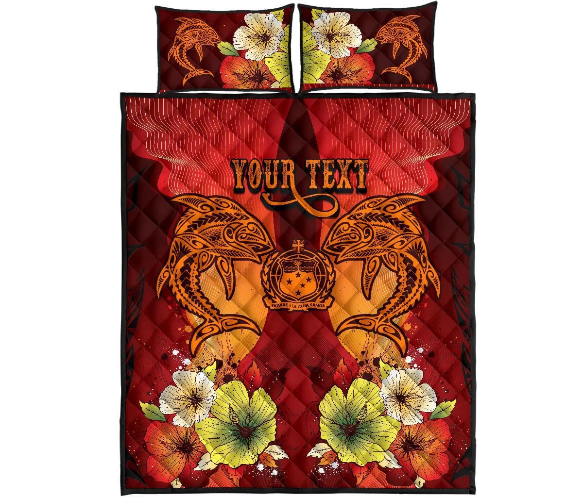 Samoa Custom Personalised Quilt Bed Sets - Tribal Tuna Fish