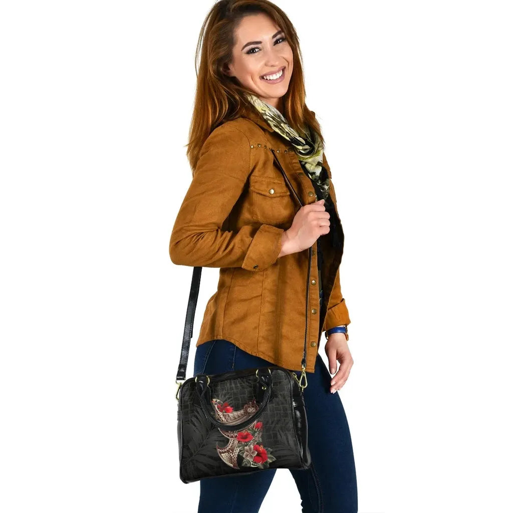 Samoa Custom Personalised Shoulder Handbag - Polynesian Tribal Tattoo