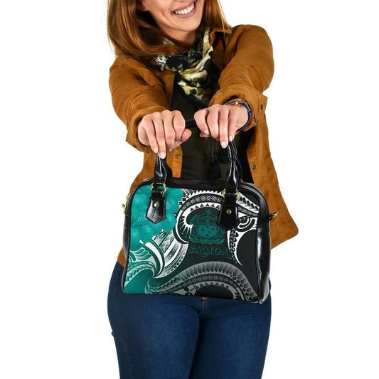 Samoa Custom Personalised Shoulder Handbag - Samoa Seal Wave Style (Green)