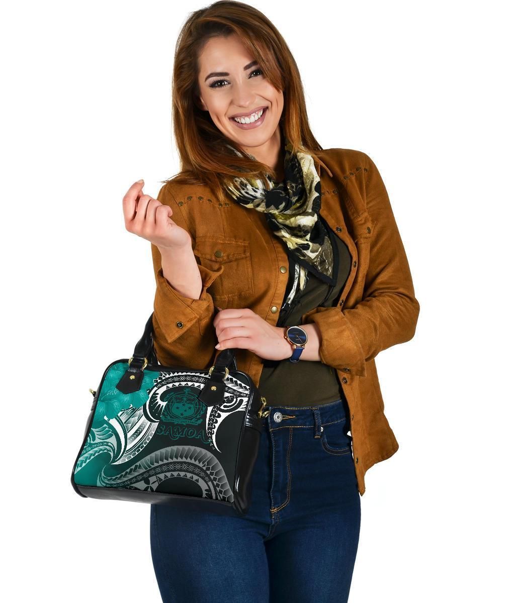 Samoa Custom Personalised Shoulder Handbag - Samoa Seal Wave Style (Green)