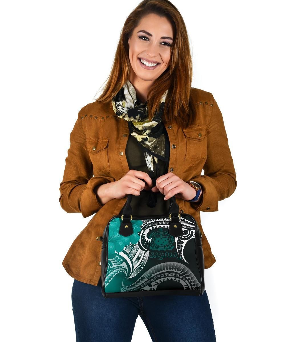 Samoa Custom Personalised Shoulder Handbag - Samoa Seal Wave Style (Green)