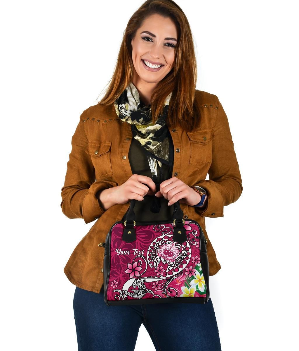 Samoa Custom Personalised Shoulder Handbag - Turtle Plumeria (Pink)