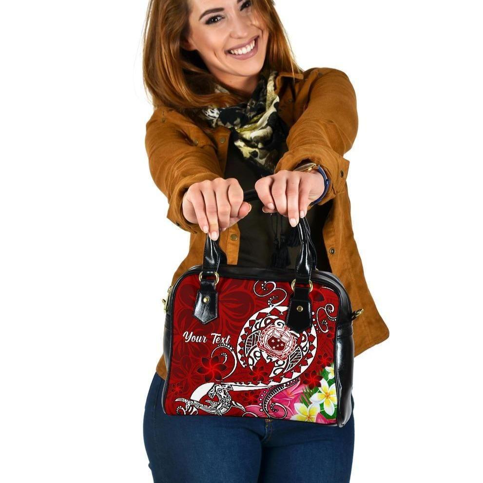 Samoa Custom Personalised Shoulder Handbag - Turtle Plumeria (Red)