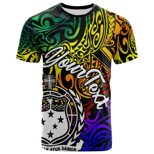 Samoa Custom Personalised T-Shirt - Rainbow Polynesian Pattern