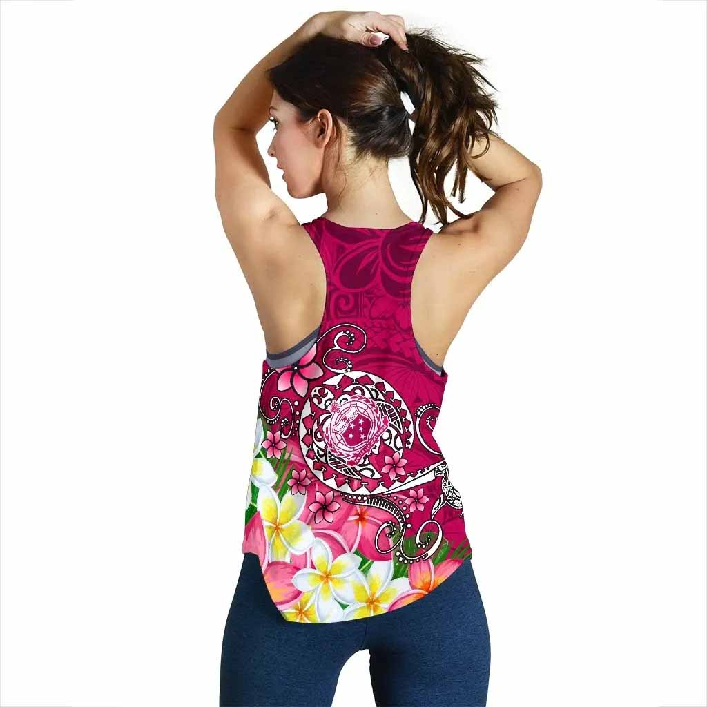 Samoa Custom Personalised Women Racerback Tank - Turtle Plumeria (Pink)
