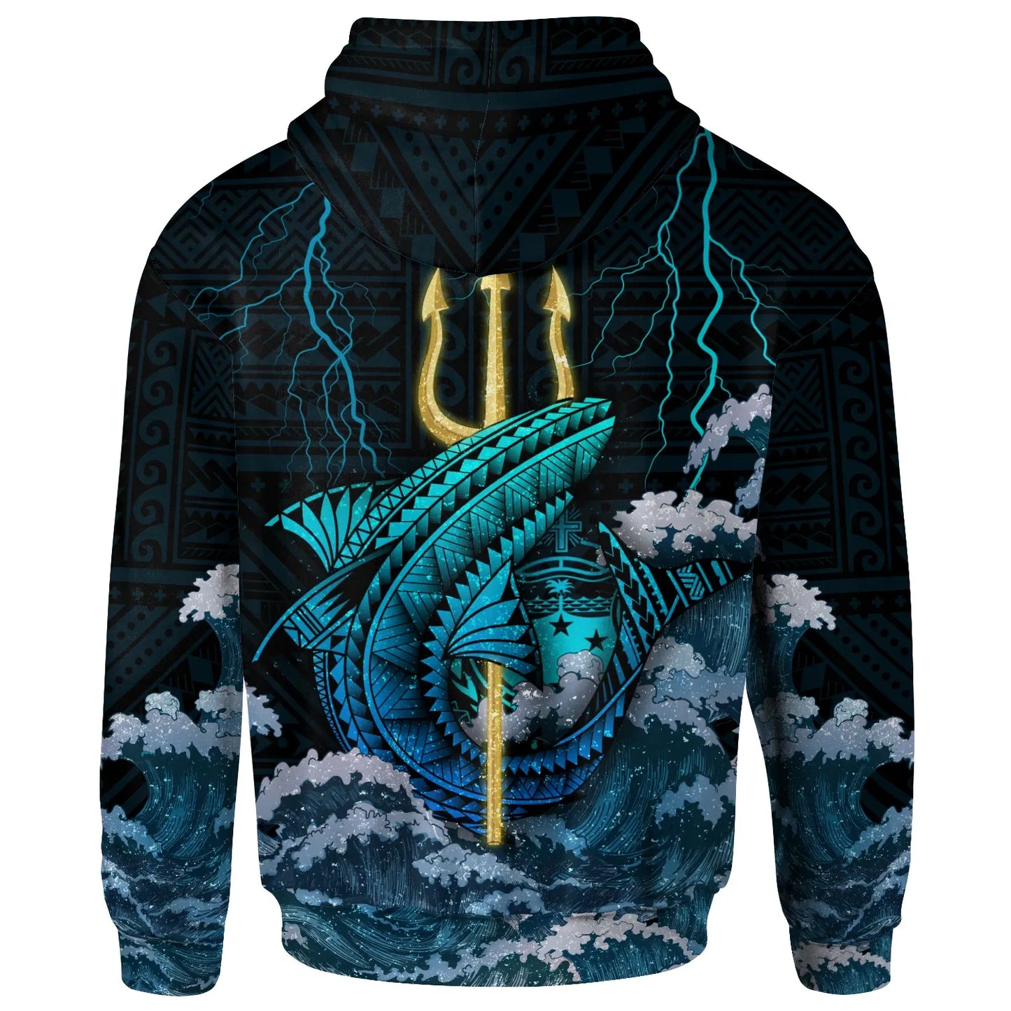 Samoa Custom Personalized Hoodie - Trident Thunder Shark