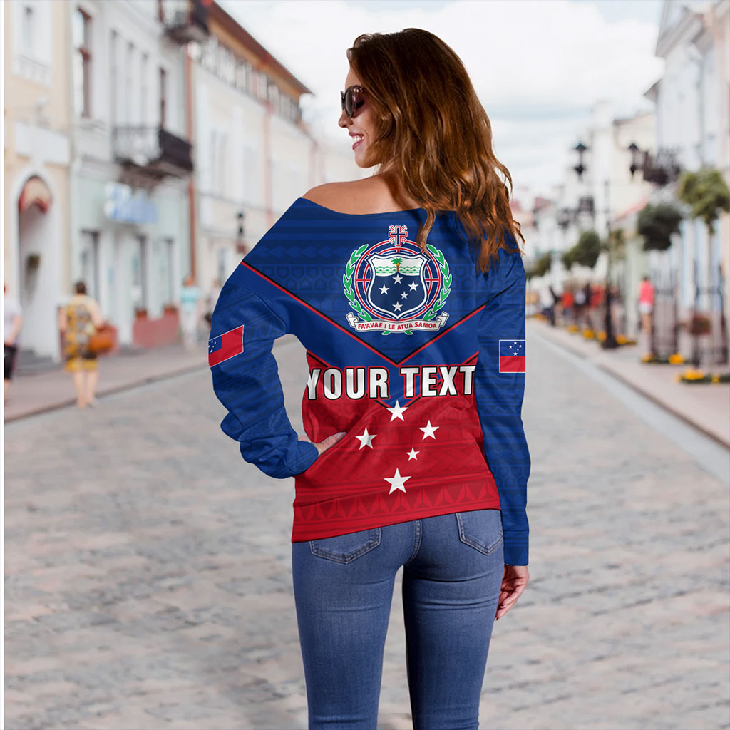 Samoa Off Shoulder Sweatshirt Custom Polynesian Tribal Sport Style