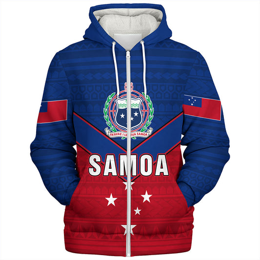 Samoa Sherpa Hoodie Custom Polynesian Tribal Sport Style