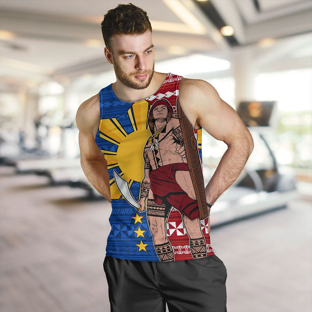 Philippines Filipinos Tank Top Polynesian Pattern With Lapu-Lapu Hero