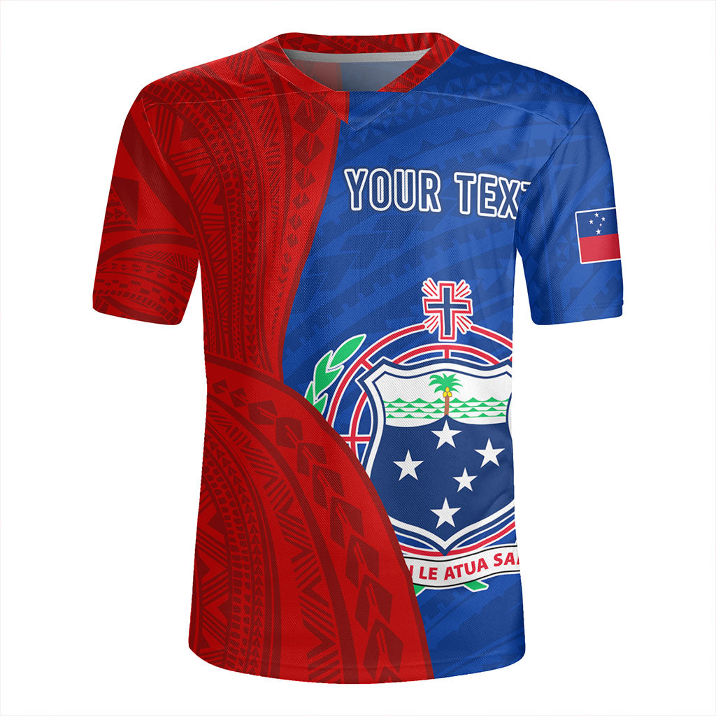 Samoa Rugby Jersey Custom Polynesian Pattern With Coat Of Arms