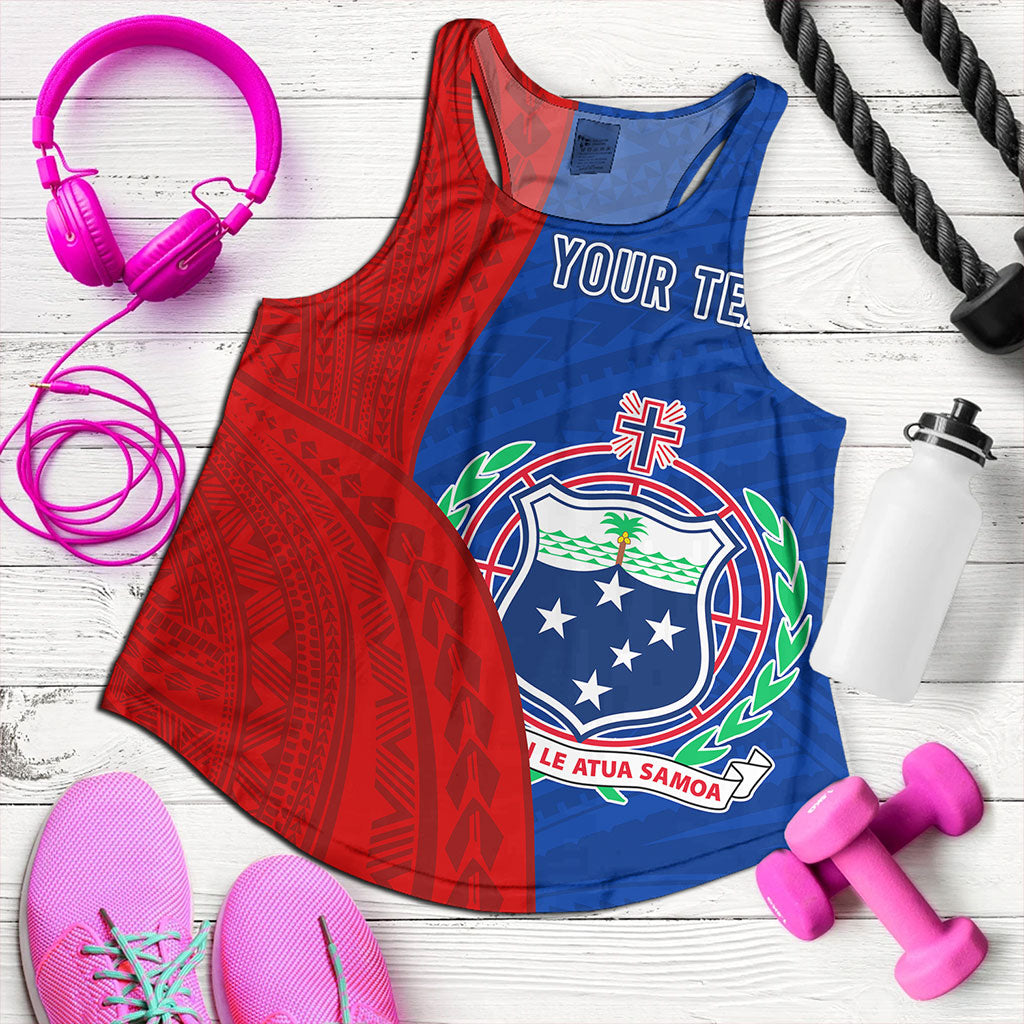 Samoa Women Tank Custom Polynesian Pattern With Coat Of Arms